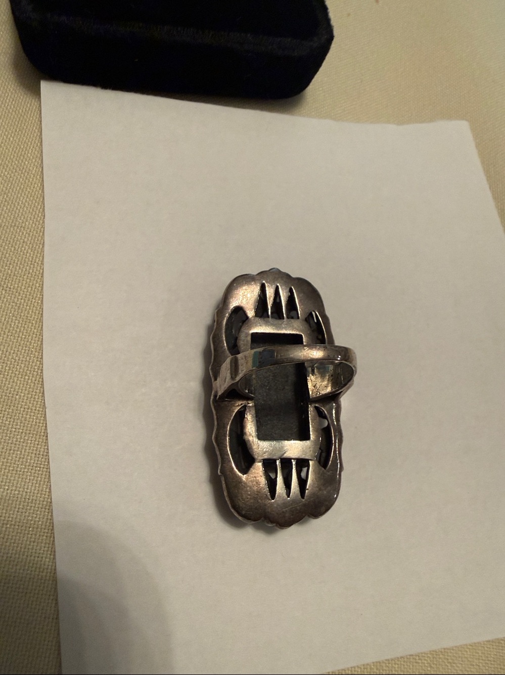 Black Onyx and marcasite Vintage Art Deco Ring. - Picture 2 of 6